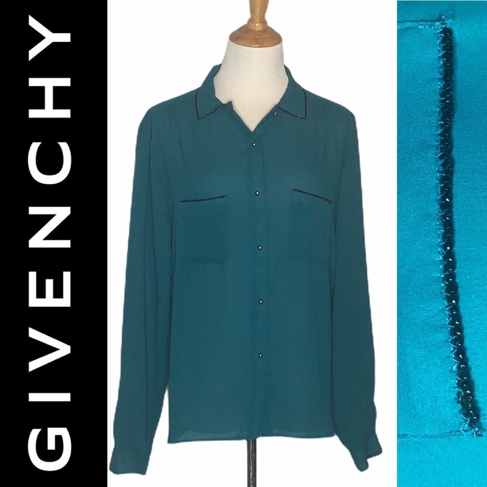 Vintage Giverchy for Chesa Turquoise Beaded Blouse